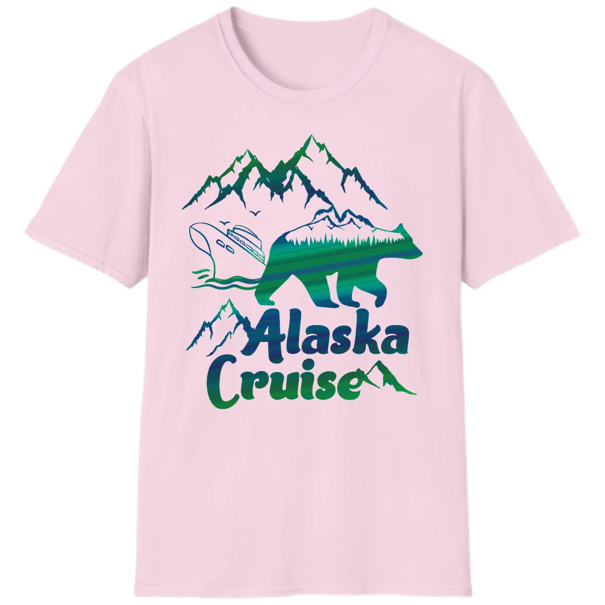Alaska Cruise Bear Adventure T-Shirt in Light Pink
