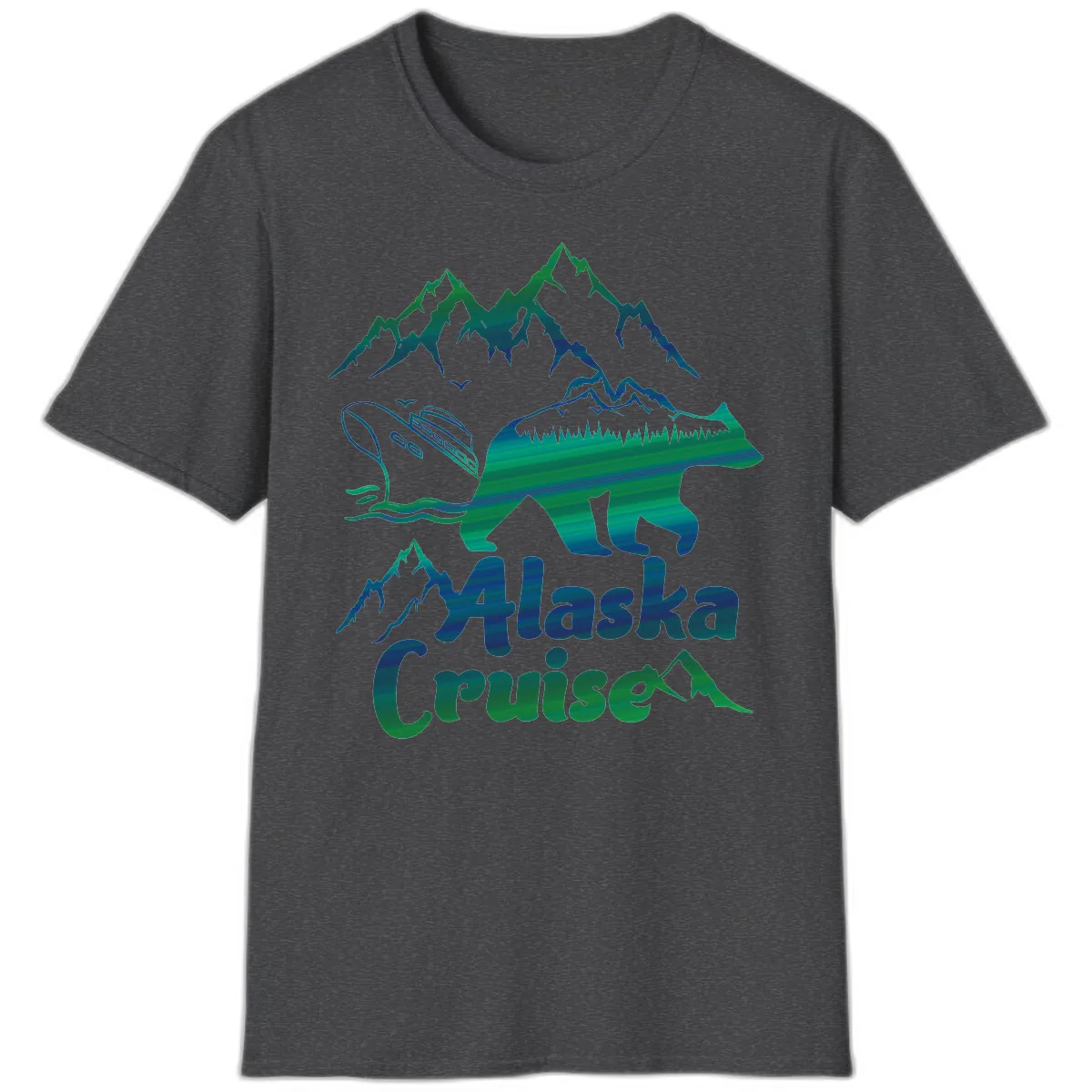 Alaska Cruise Bear Adventure T-Shirt in Dark Heather