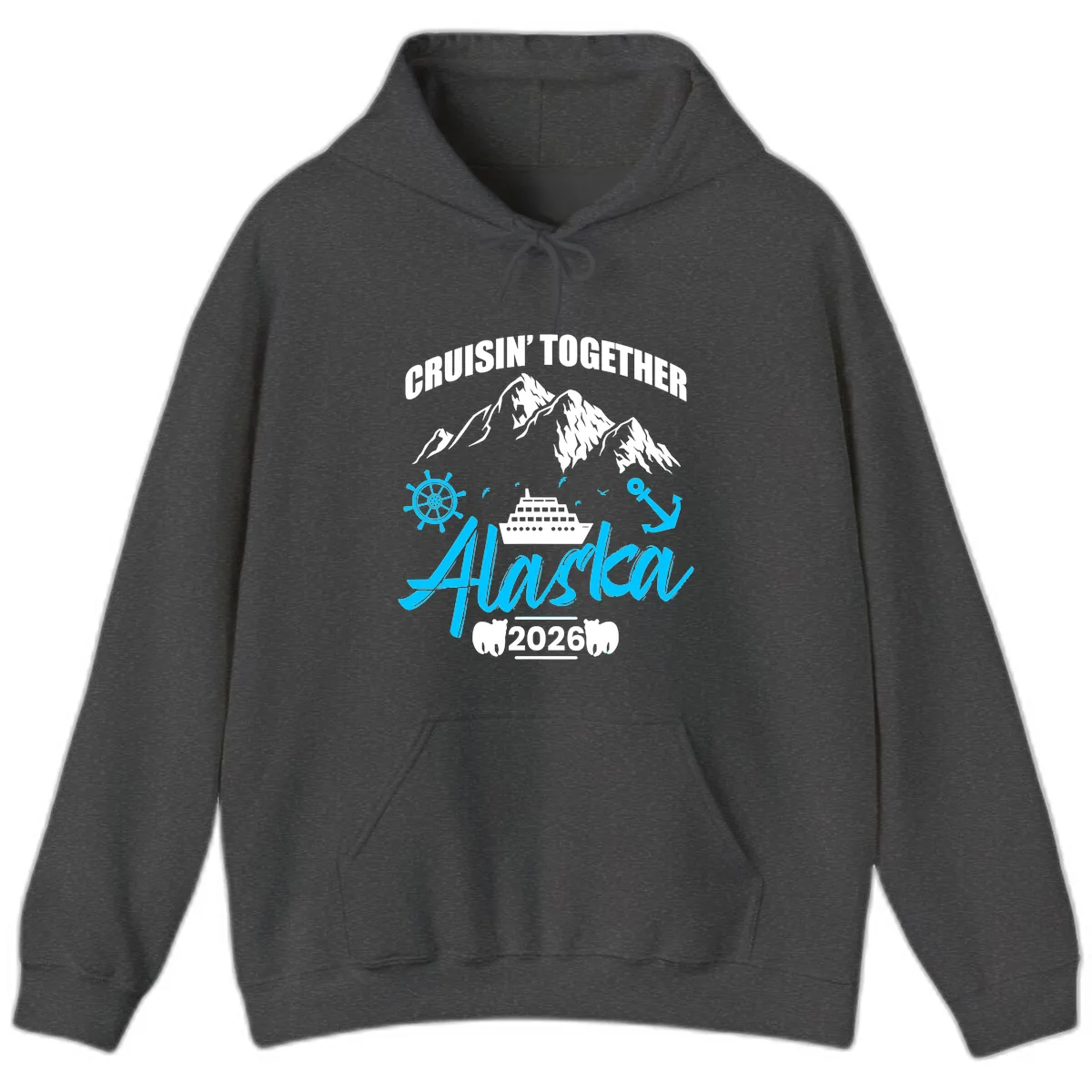 All Aboard Nautical Cruise Design Hoodie in Dark Heather
