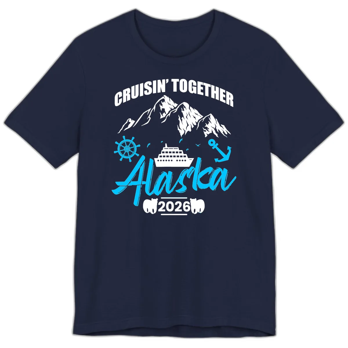 All Aboard Nautical Cruise Design Premium T-Shirt in Navy