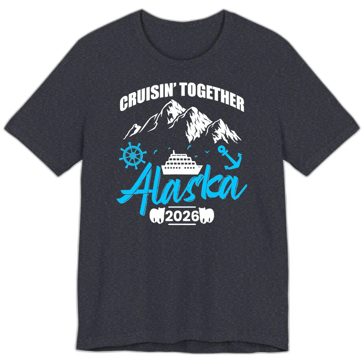 All Aboard Nautical Cruise Design Premium T-Shirt in Heather Navy