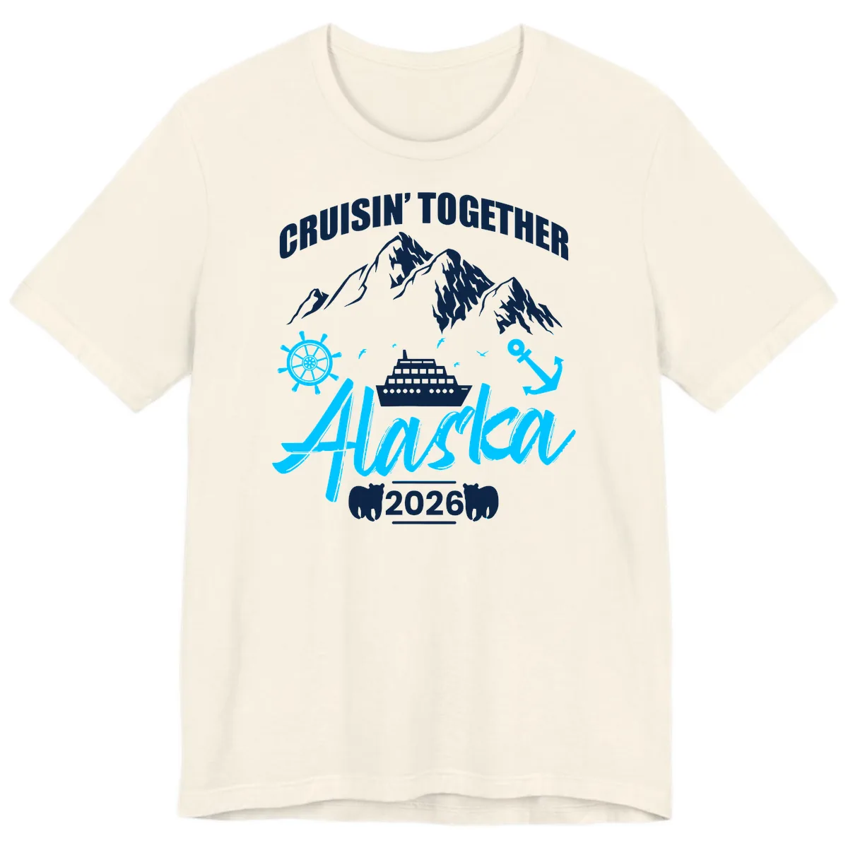All Aboard Nautical Cruise Design Premium T-Shirt in Natural