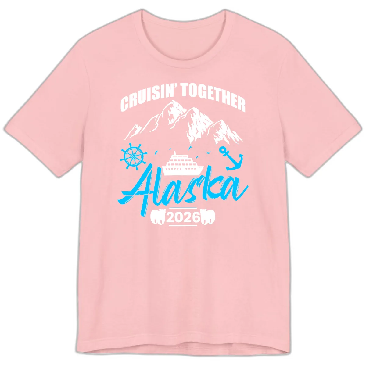 All Aboard Nautical Cruise Design Premium T-Shirt in Pink