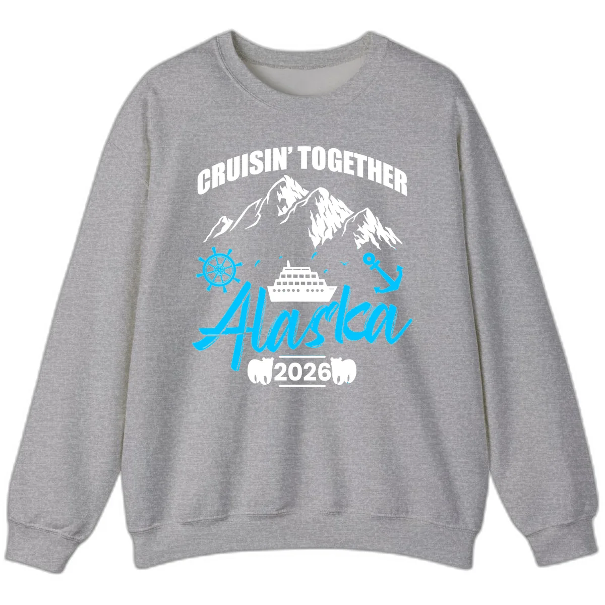 All Aboard Nautical Cruise Design Sweatshirt in Sport Grey