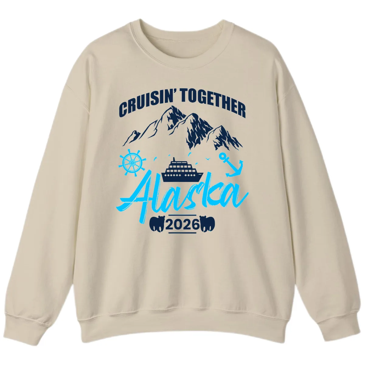 All Aboard Nautical Cruise Design Sweatshirt in Sand