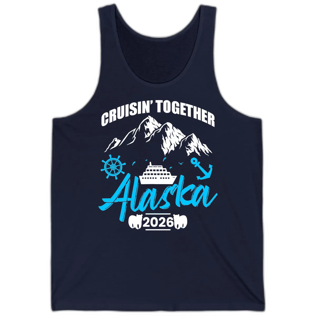 All Aboard Nautical Cruise Design Tank in Navy