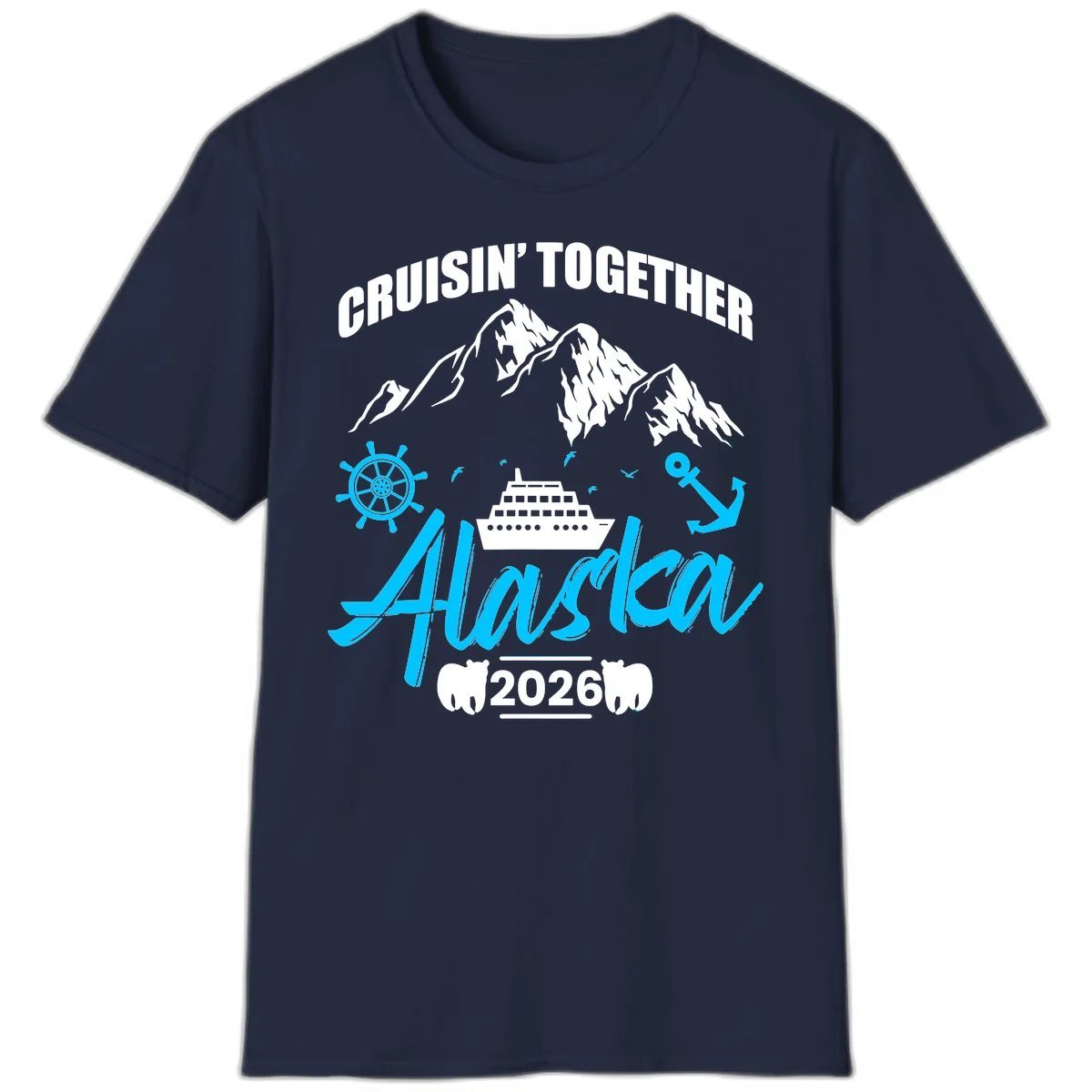 All Aboard Nautical Cruise Design T-Shirt in Navy
