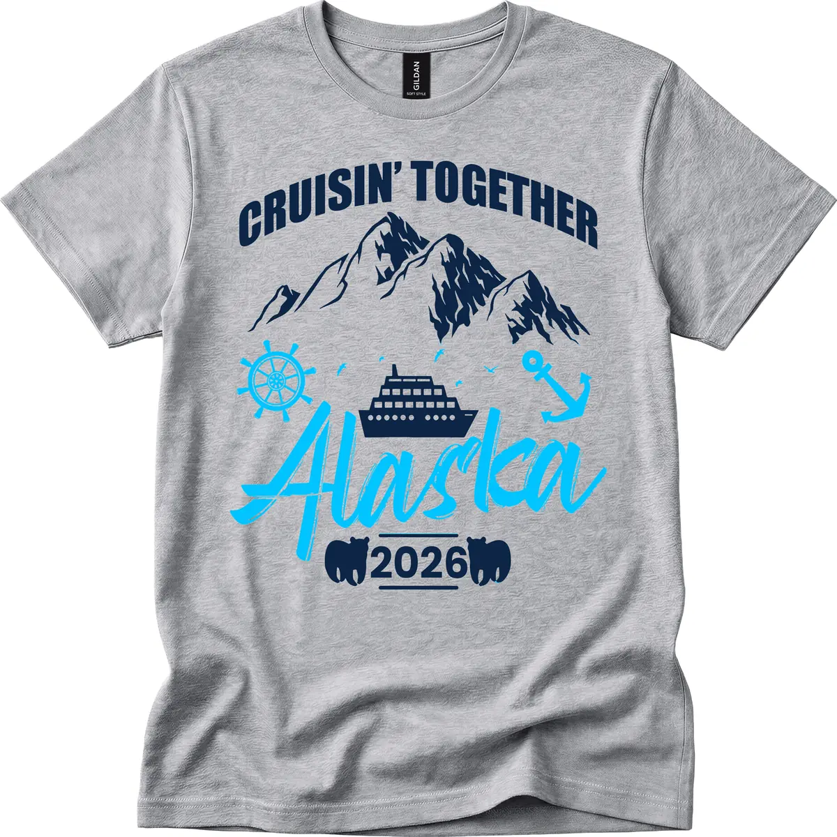 All Aboard Nautical Cruise Design T-Shirt in Sport Grey