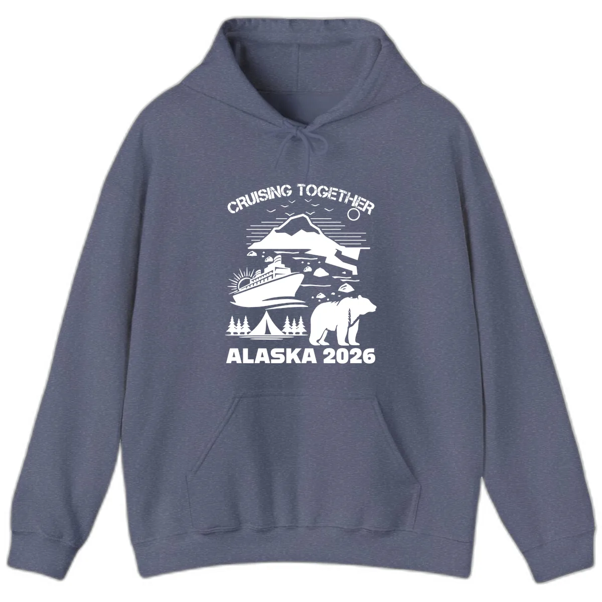 Cruising Together Alaska 2026 Hoodie in Heather Navy