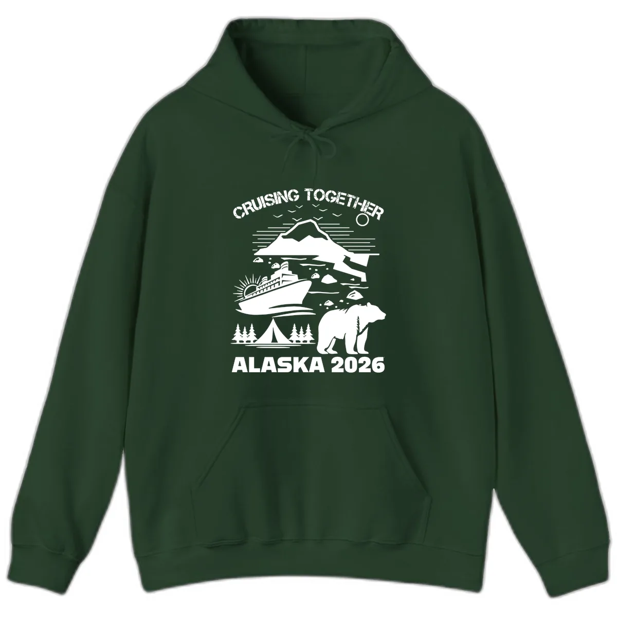 Cruising Together Alaska 2026 Hoodie in Forest Green