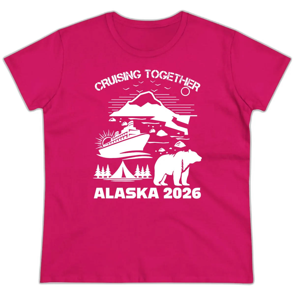 Cruising Together Alaska 2026 Ladies Tee in Heliconia