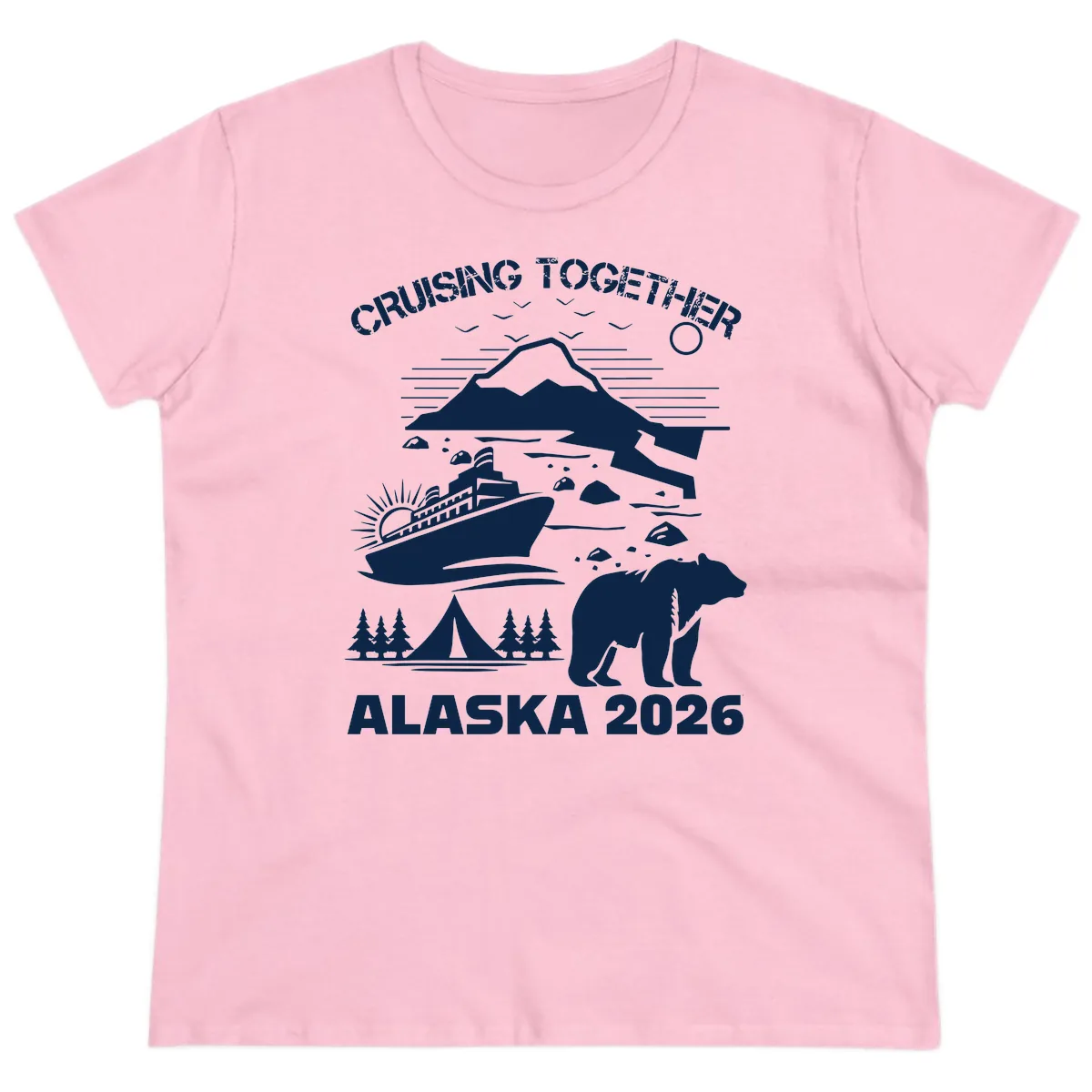 Cruising Together Alaska 2026 Ladies Tee in Light Pink