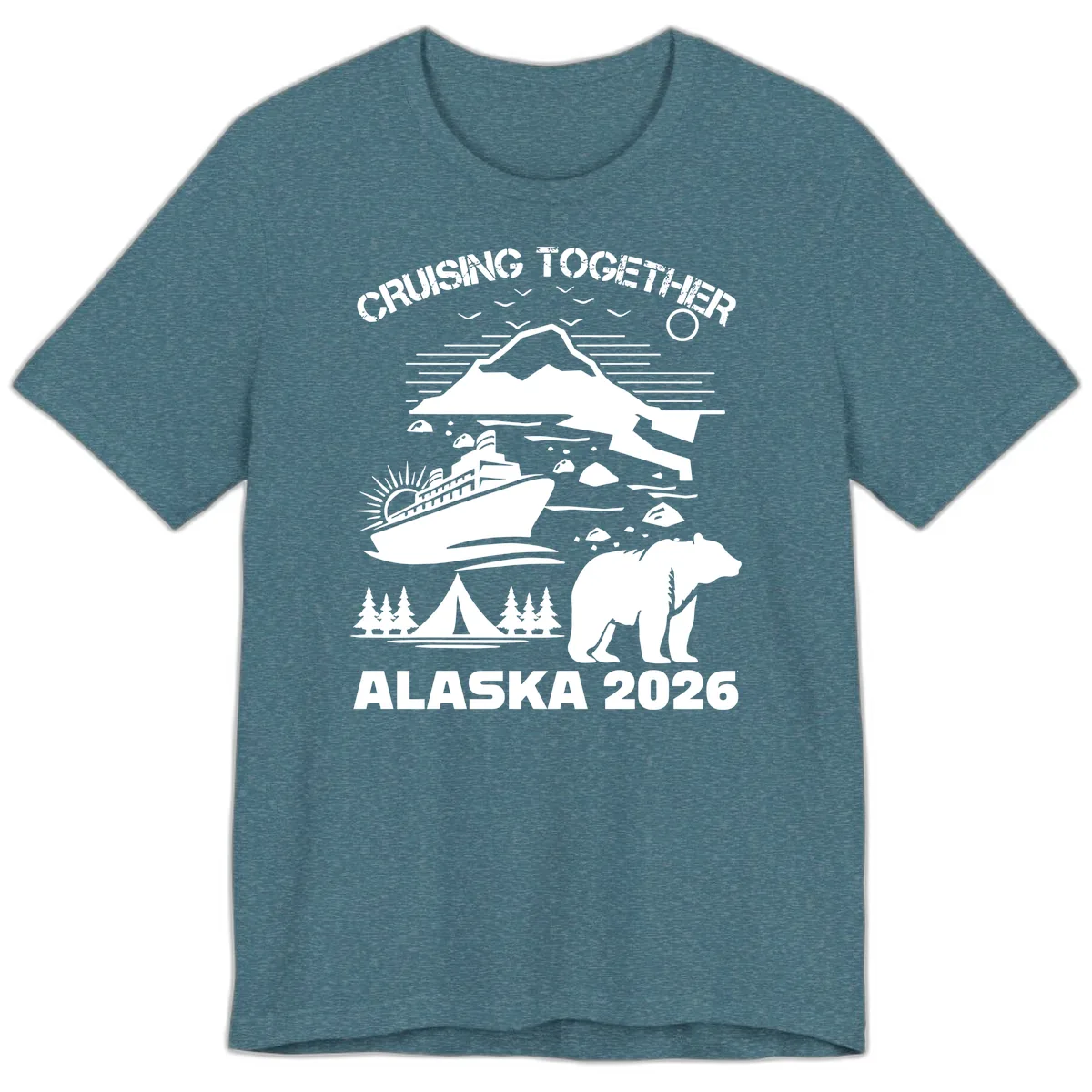Cruising Together Alaska 2026 Premium T-Shirt in Heather Deep Teal