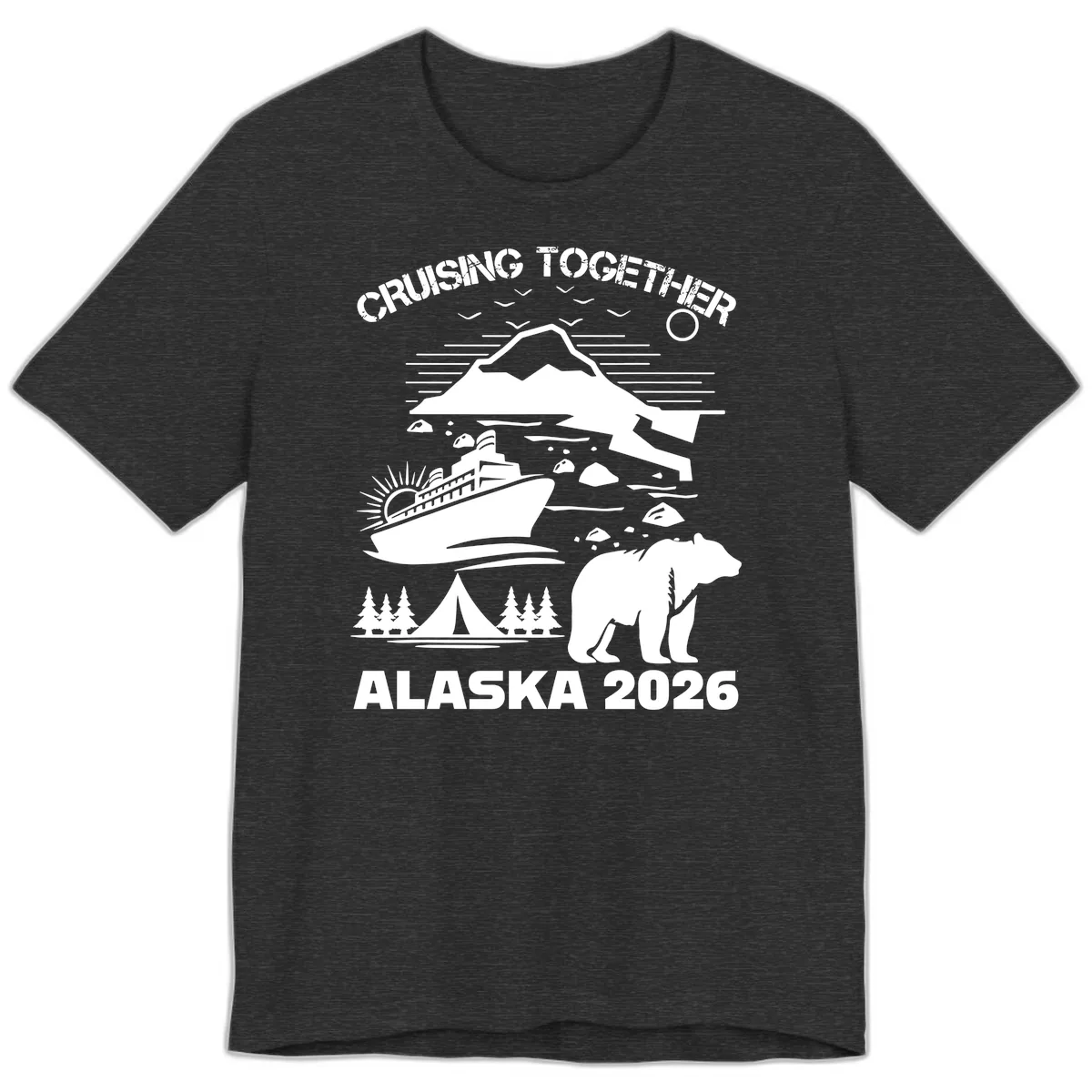 Cruising Together Alaska 2026 Premium T-Shirt in Dark Grey Heather