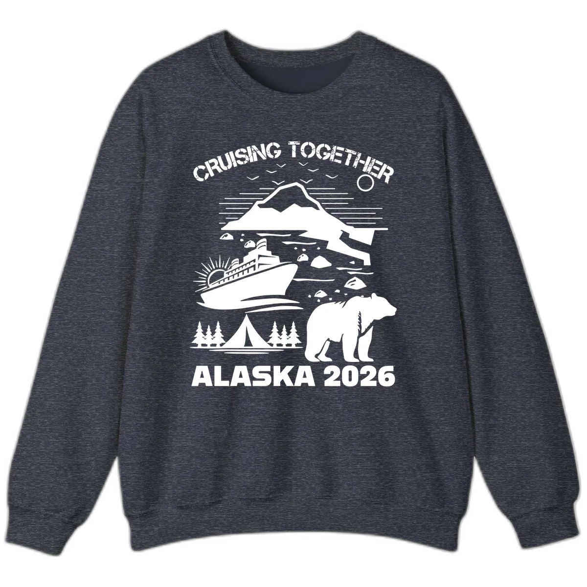 Cruising Together Alaska 2026 Sweatshirt in Heather Sport Dark Navy