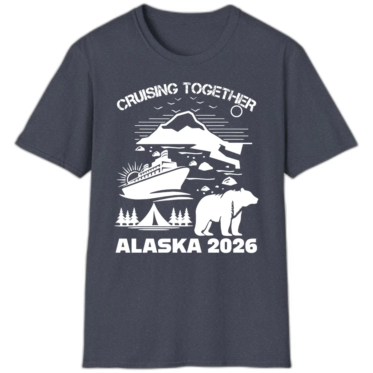 Cruising Together Alaska 2026 T-Shirt in Heather Navy