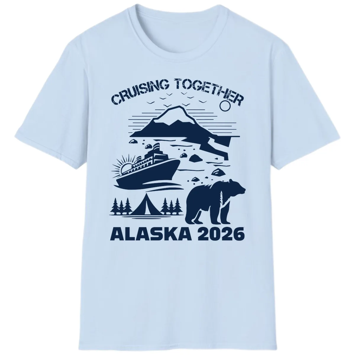 Cruising Together Alaska 2026 T-Shirt in Light Blue
