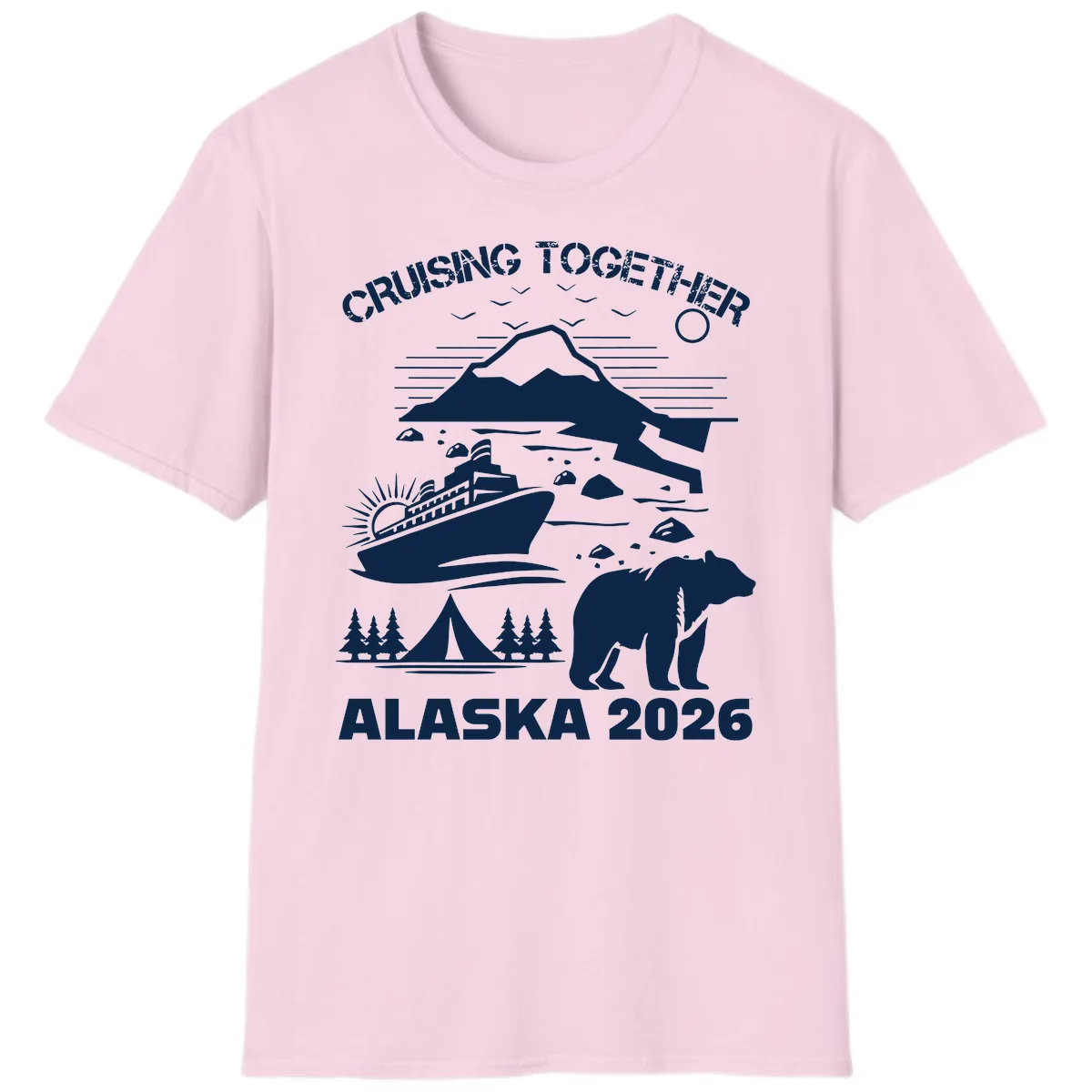 Cruising Together Alaska 2026 T-Shirt in Light Pink