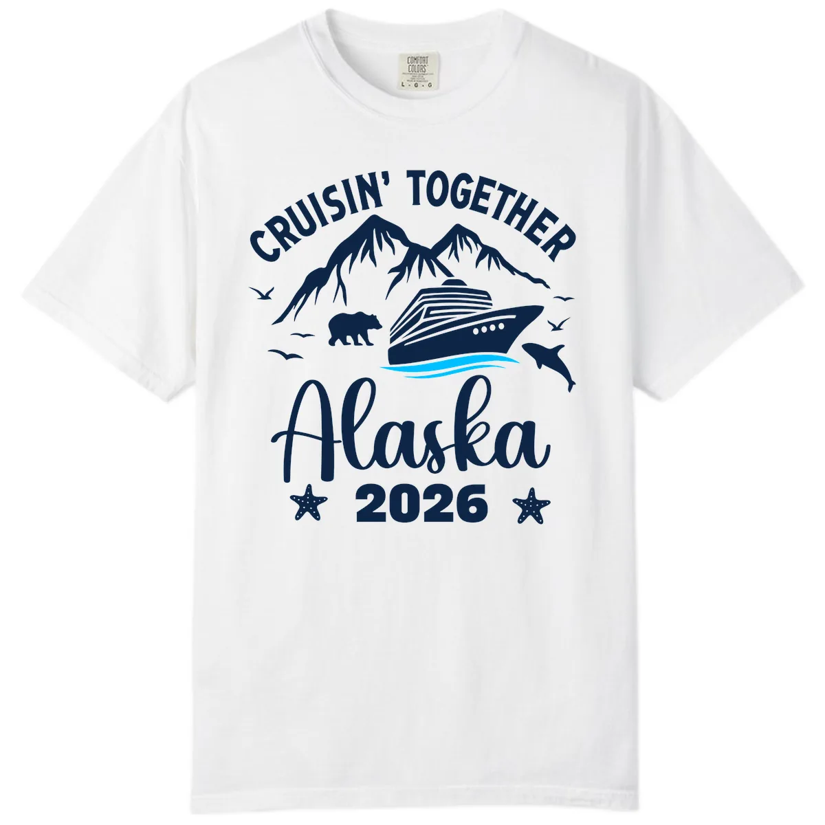 Minimalist Blue Wave Comfort Color in White