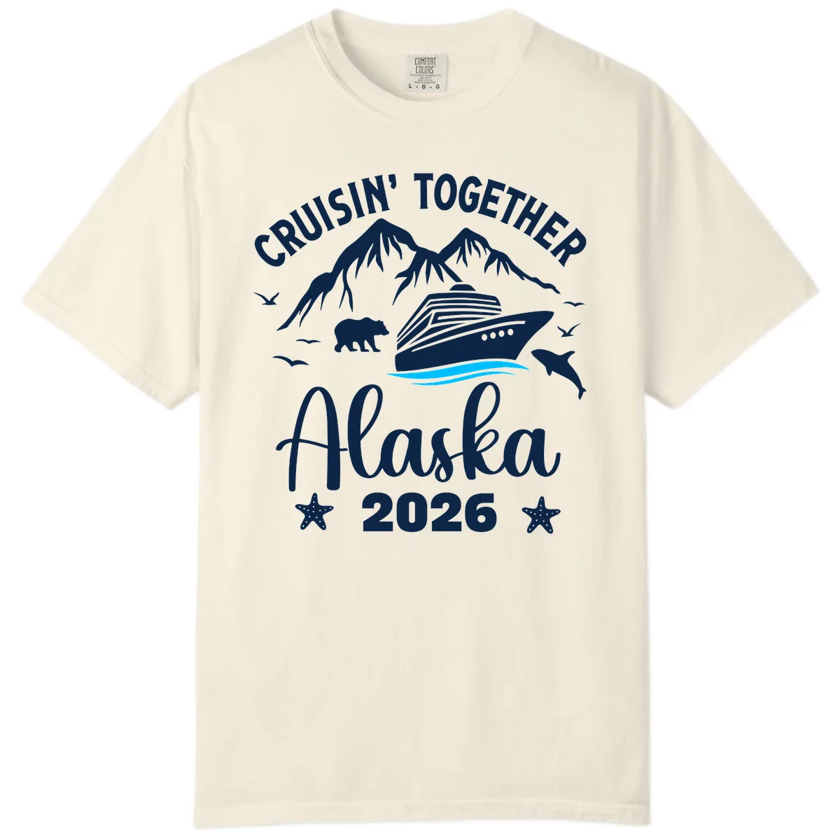 Minimalist Blue Wave Comfort Color in Ivory