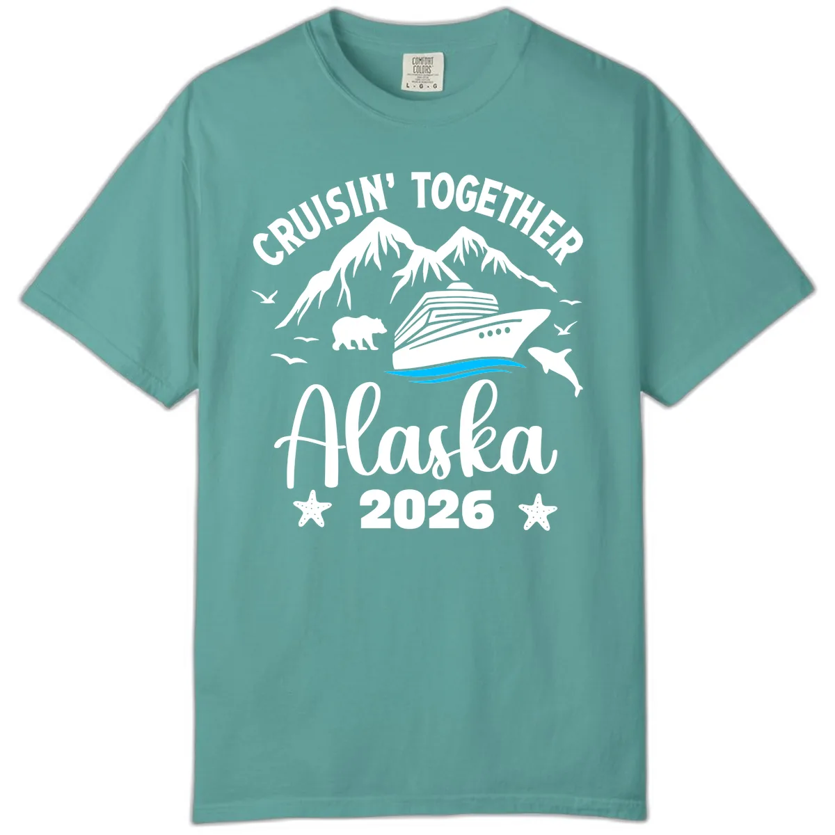 Minimalist Blue Wave Comfort Color in Seafoam