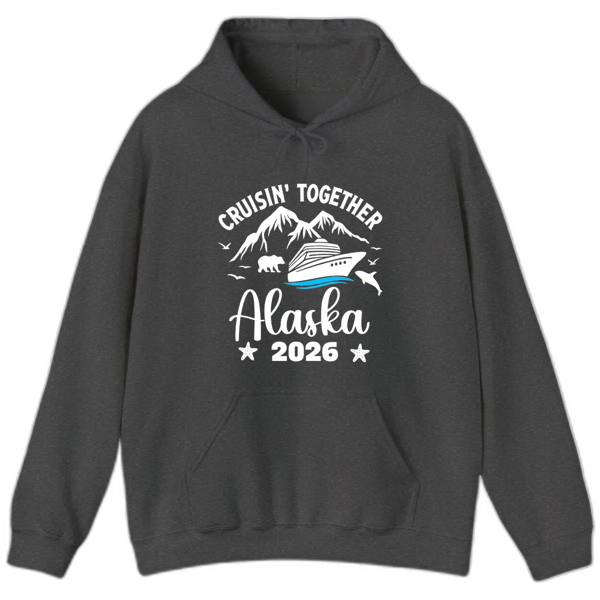 Minimalist Blue Wave Hoodie in Dark Heather