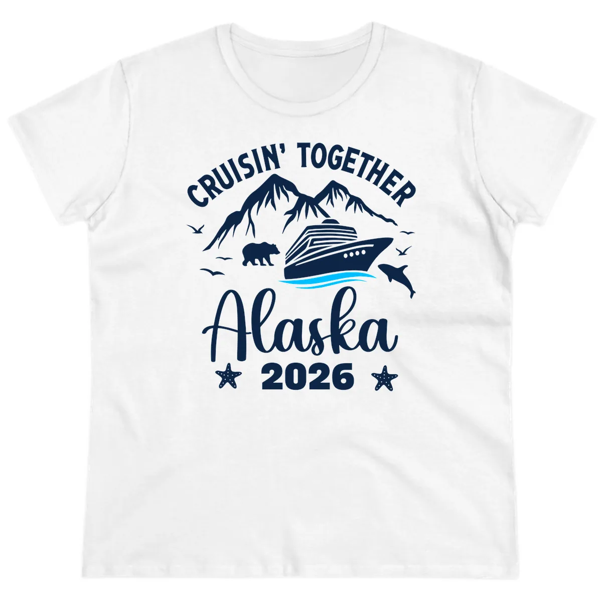 Minimalist Blue Wave Ladies Tee in White