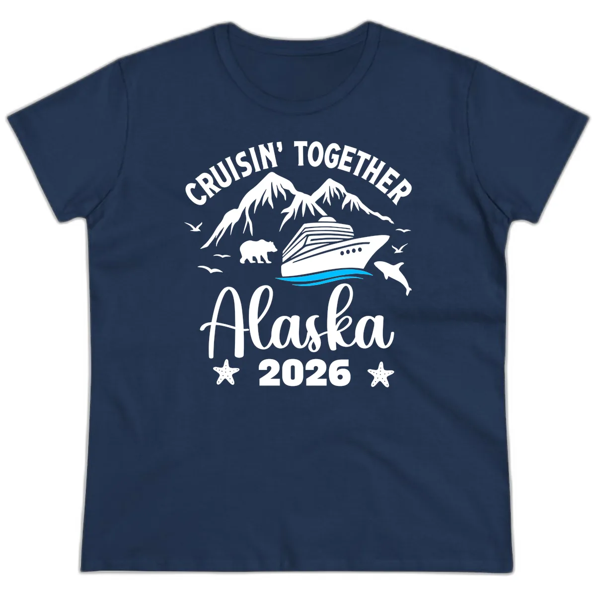 Minimalist Blue Wave Ladies Tee in Navy