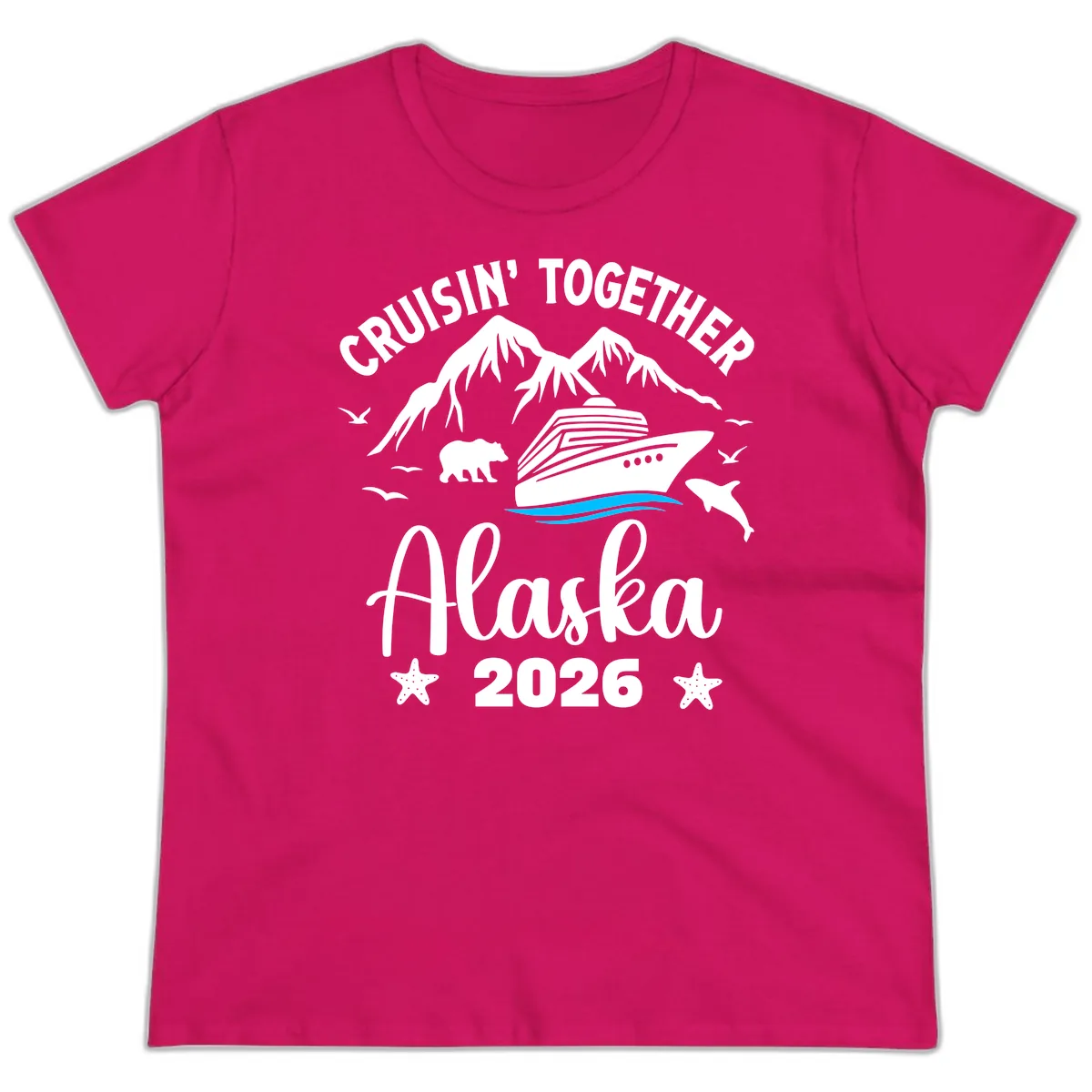 Minimalist Blue Wave Ladies Tee in Heliconia