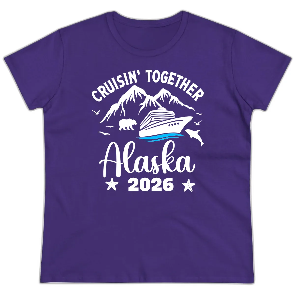 Minimalist Blue Wave Ladies Tee in Purple