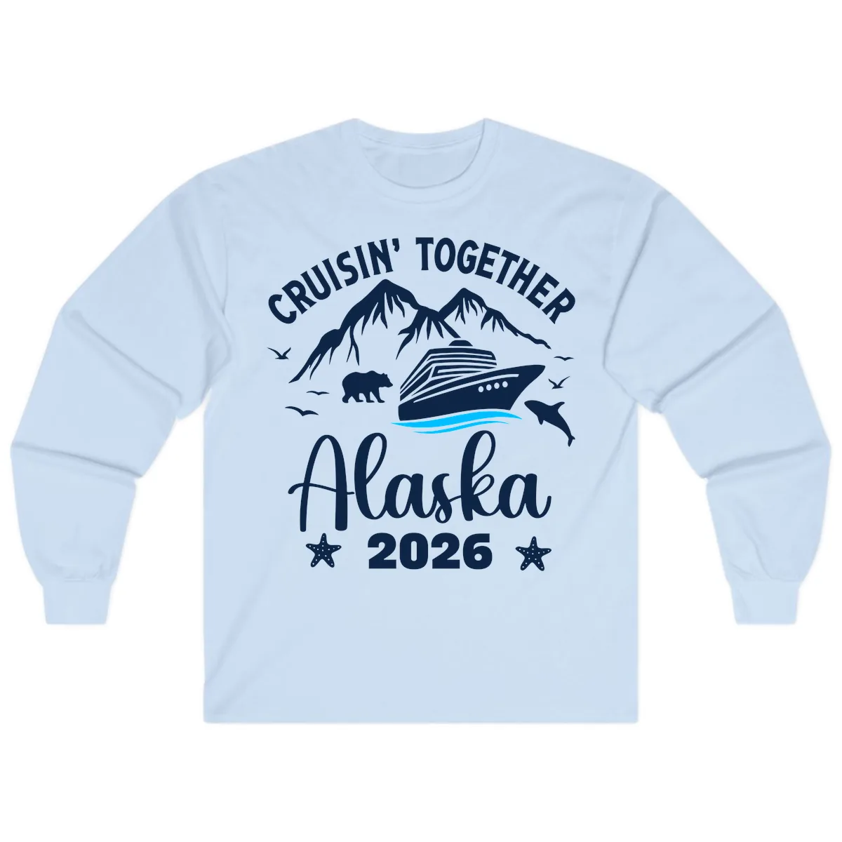 Minimalist Blue Wave Long Sleeve in Light Blue