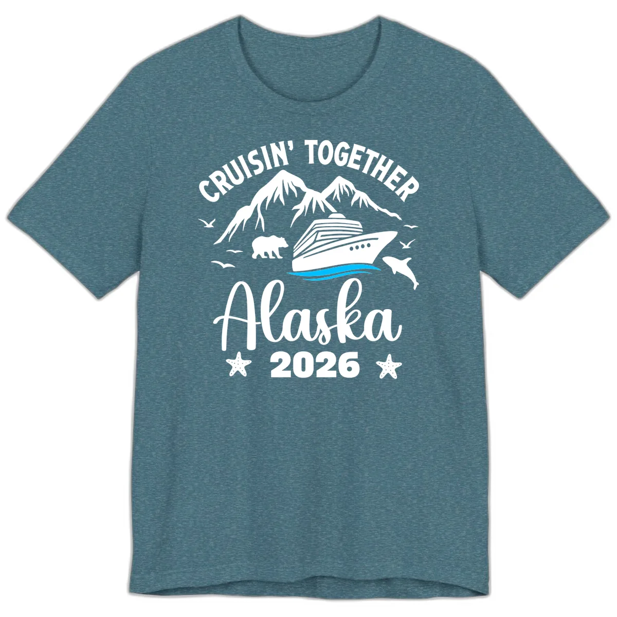 Minimalist Blue Wave Premium T-Shirt in Heather Deep Teal