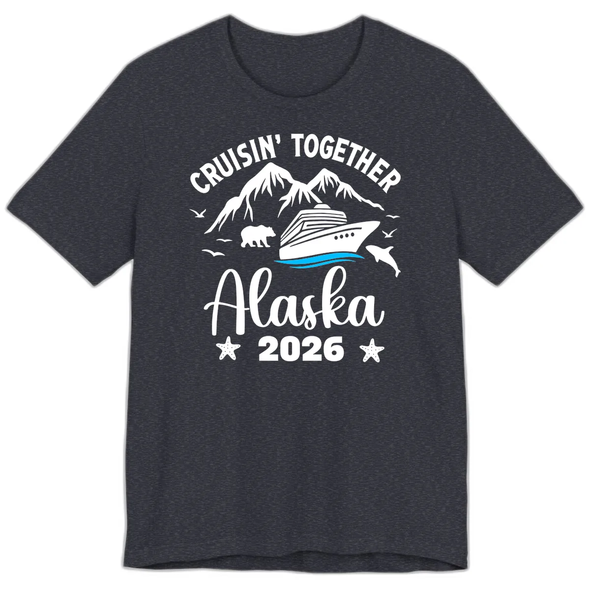 Minimalist Blue Wave Premium T-Shirt in Heather Navy