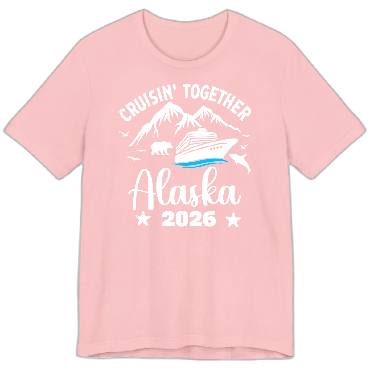 Minimalist Blue Wave Premium T-Shirt in Pink