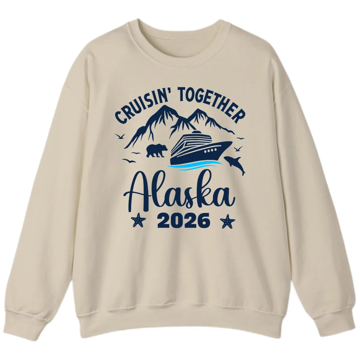 Minimalist Blue Wave Sweatshirt in Sand