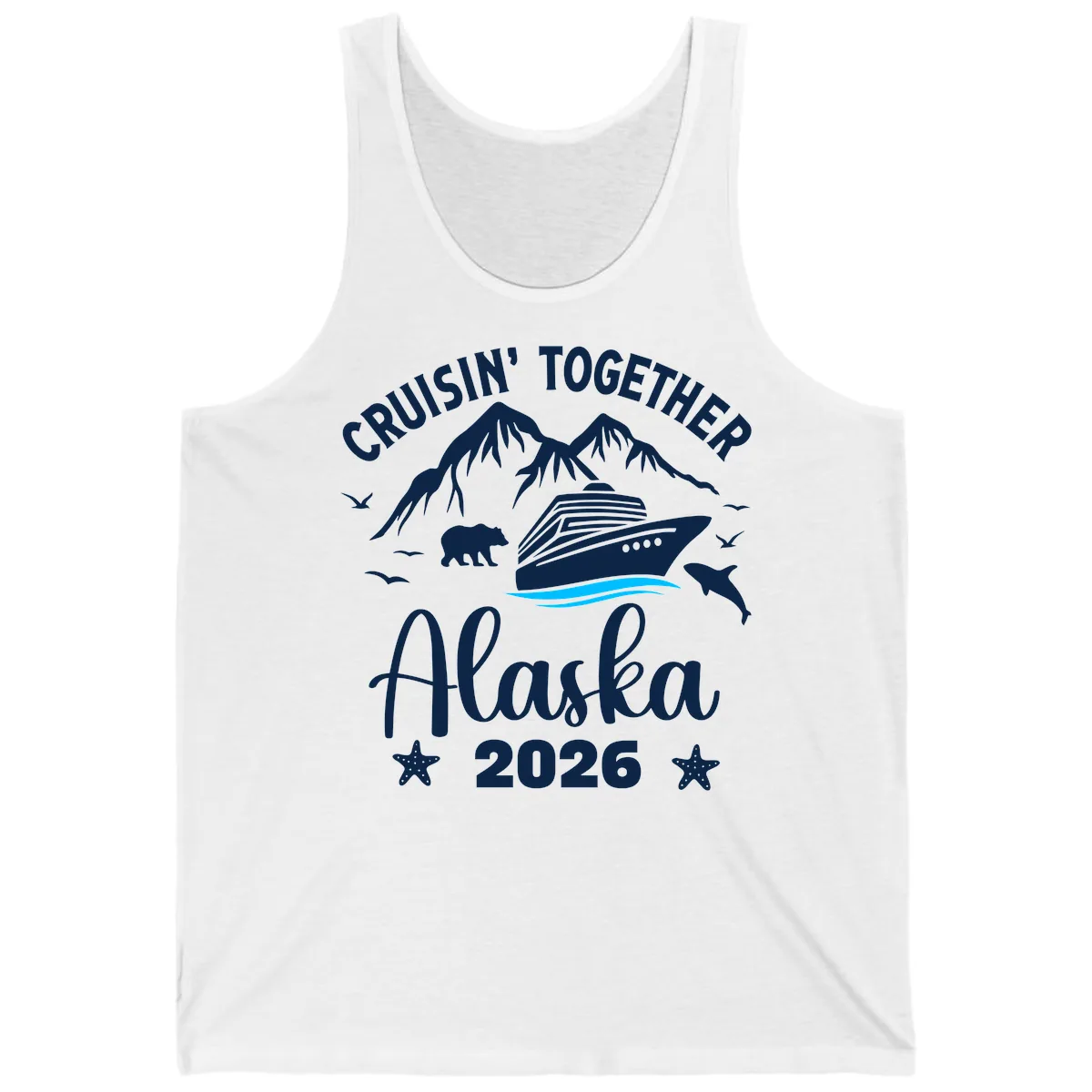 Minimalist Blue Wave Tank in White