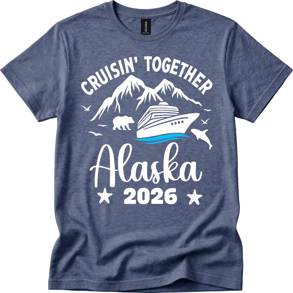 Minimalist Blue Wave T-Shirt in Heather Navy