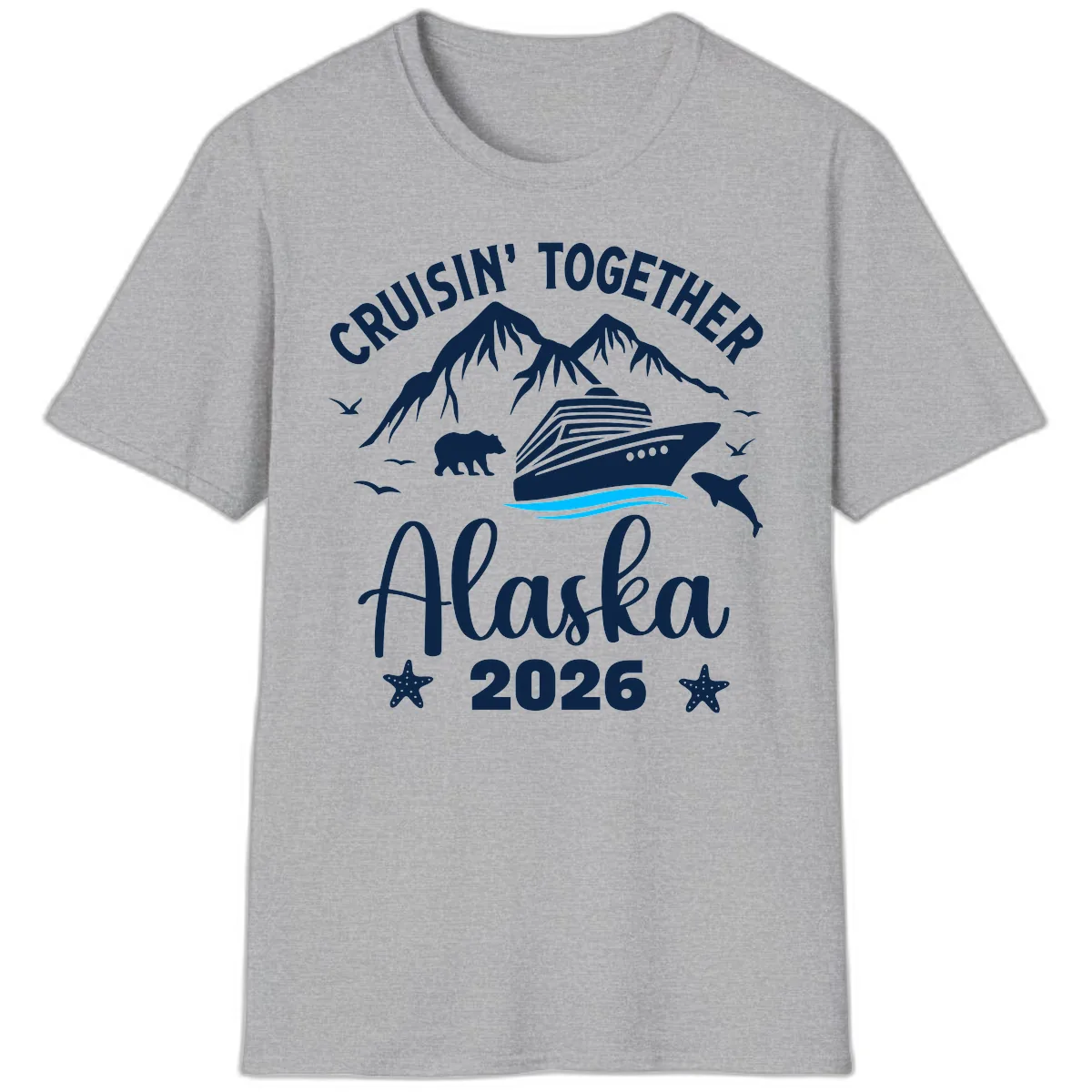 Minimalist Blue Wave T-Shirt in Sport Grey
