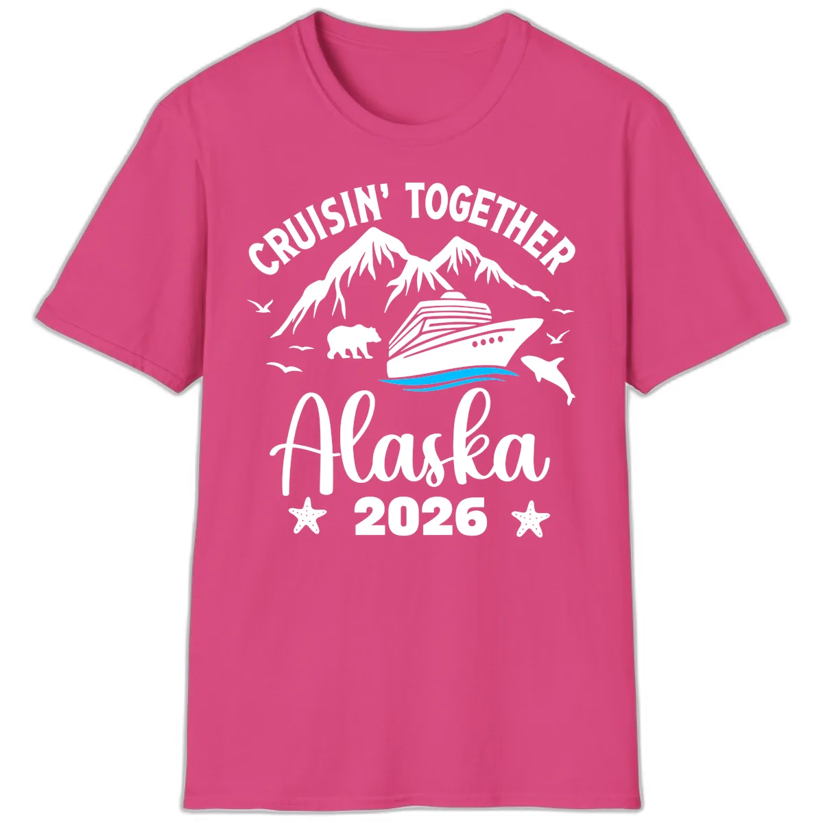 Minimalist Blue Wave T-Shirt in Heliconia