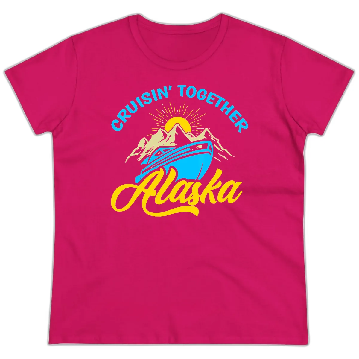 Cruisin' Together Alaska Ladies Tee in Heliconia