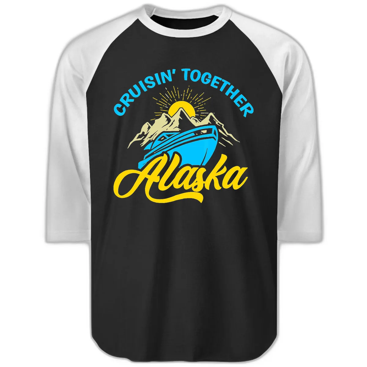 Cruisin' Together Alaska Raglan 3/4 in Black White