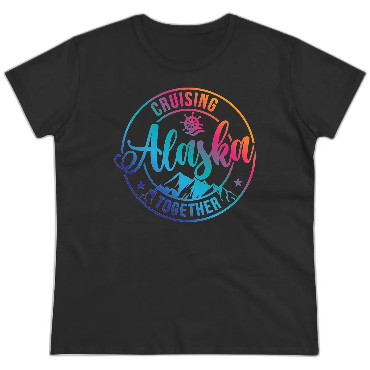 Cruising Always Together Alaska Ladies Tee in Black