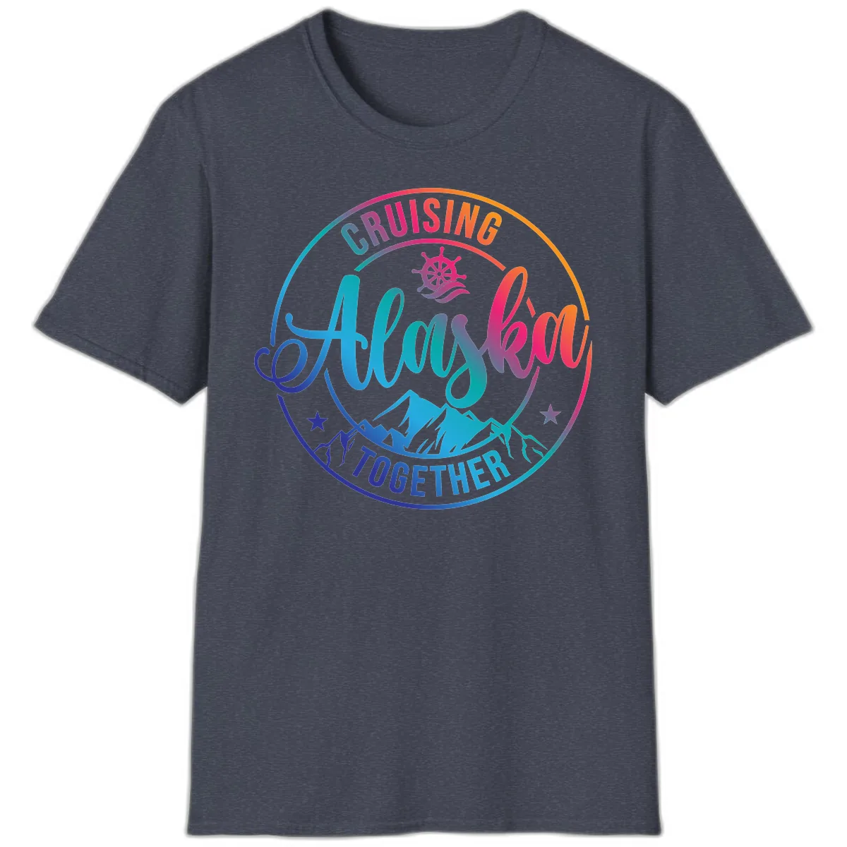 Cruising Always Together Alaska T-Shirt in Heather Navy
