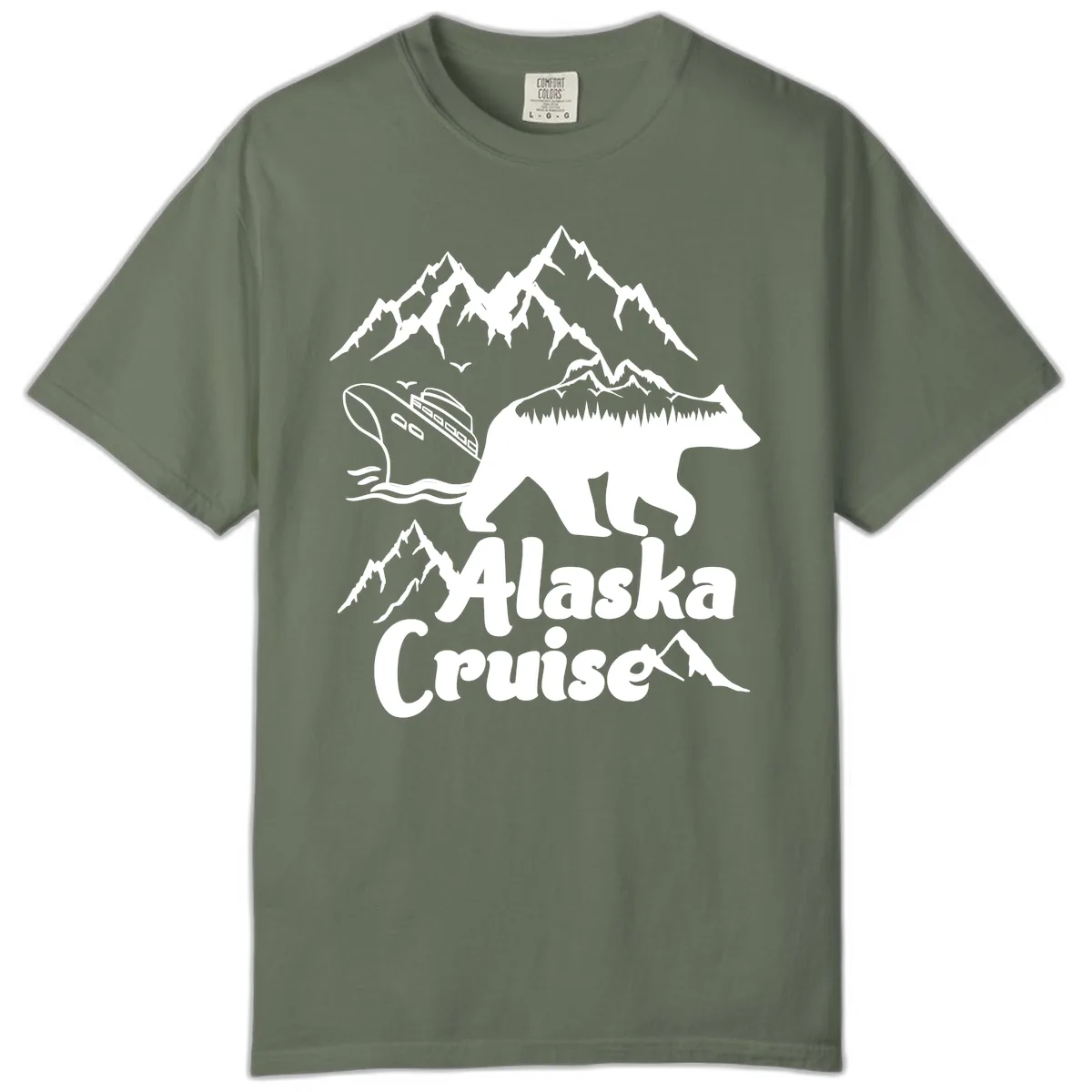 Alaska Cruise Bear Mountain Adventure Comfort Color in Moss