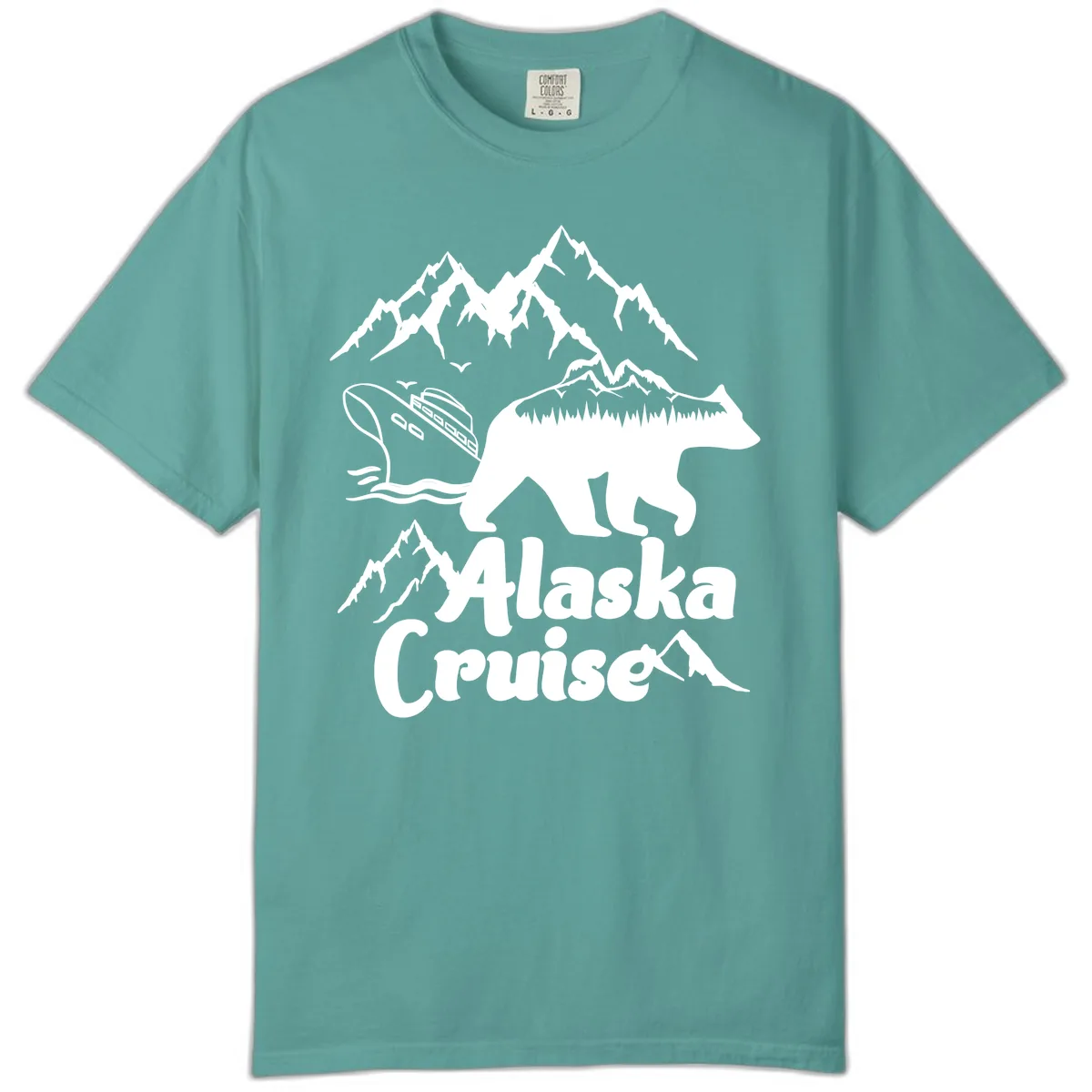 Alaska Cruise Bear Mountain Adventure Comfort Color in Seafoam