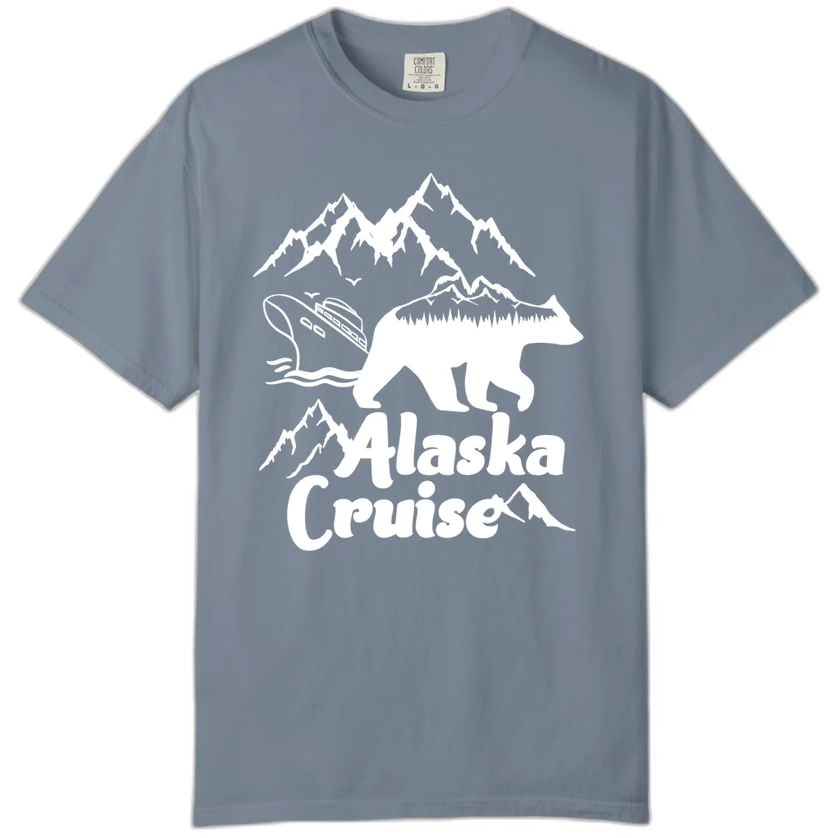 Alaska Cruise Bear Mountain Adventure Comfort Color in Blue Jean