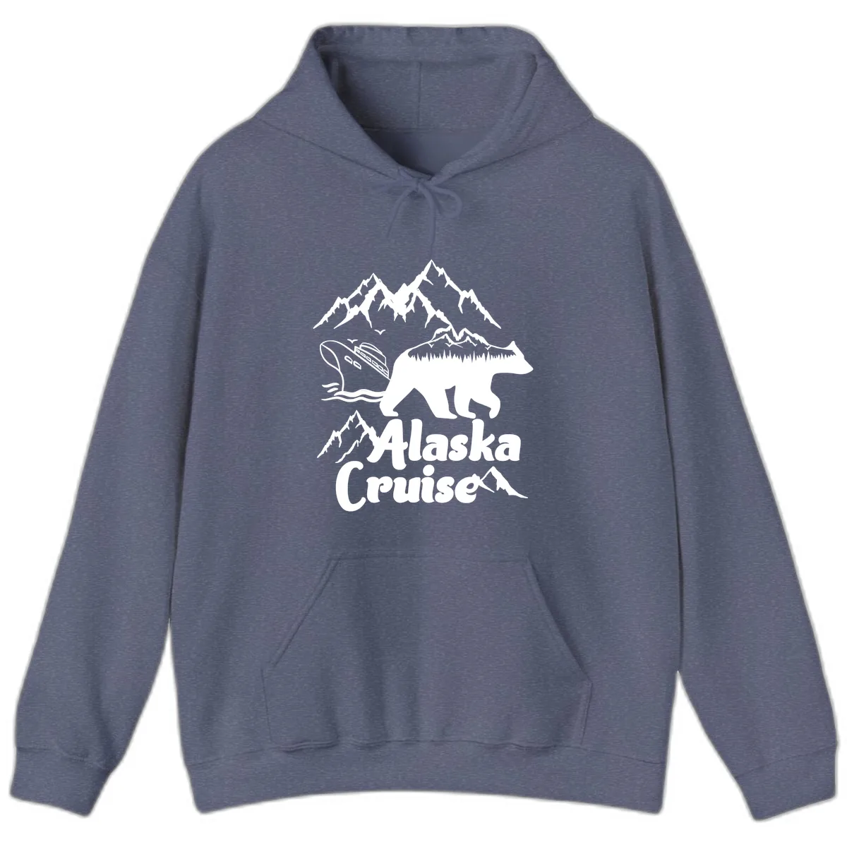 Alaska Cruise Bear Mountain Adventure Hoodie in Heather Navy