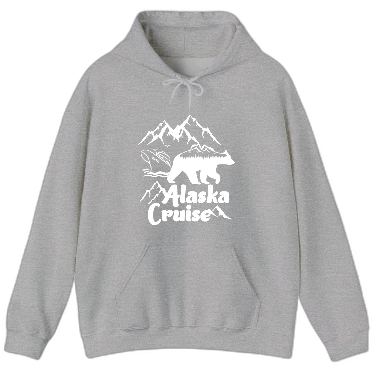 Alaska Cruise Bear Mountain Adventure Hoodie in Sport Grey