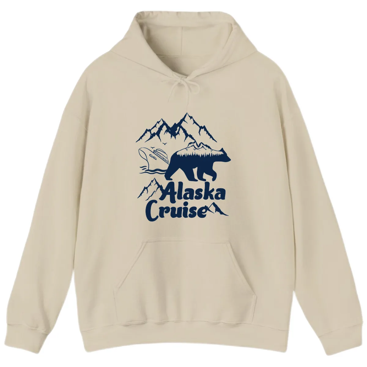 Alaska Cruise Bear Mountain Adventure Hoodie in Sand