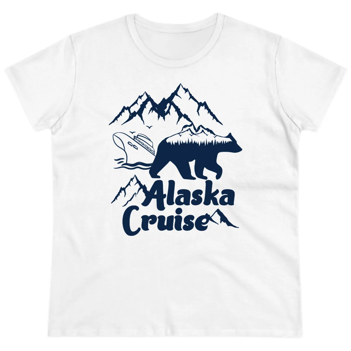 Alaska Cruise Bear Mountain Adventure Ladies Tee in White